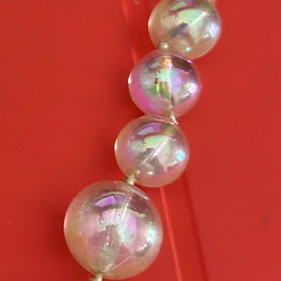 VTG AB Finish Clear Lucite Beaded Necklace - Picture 9 of 14